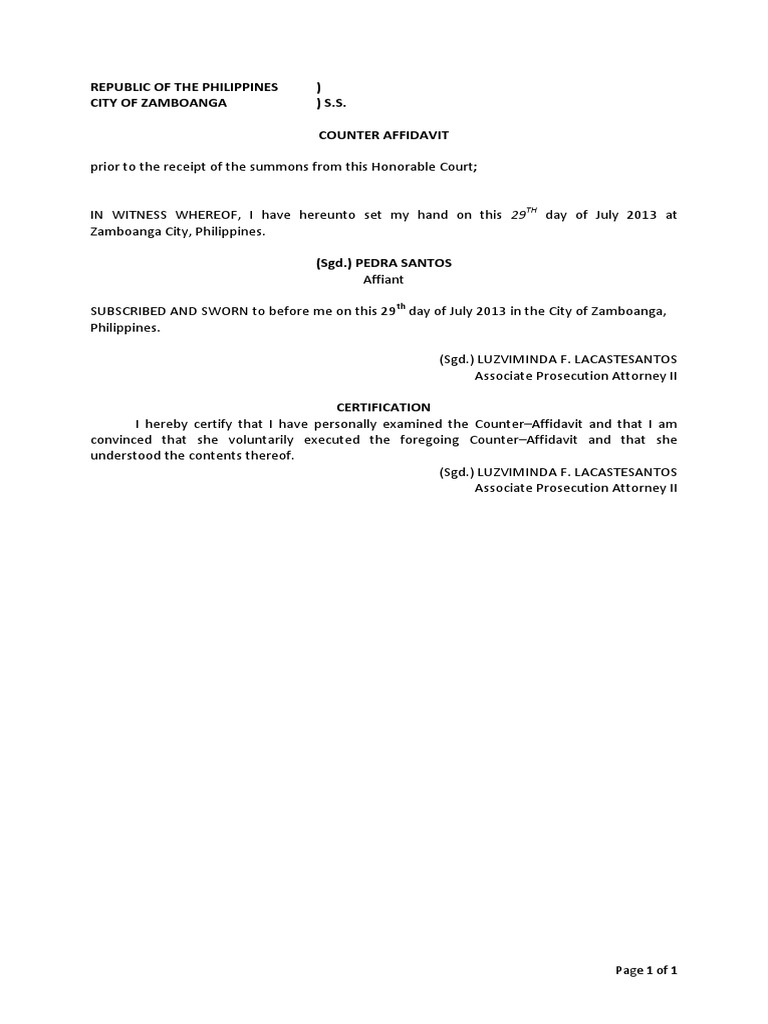 Information For Rape - Counter Affidavit | PDF