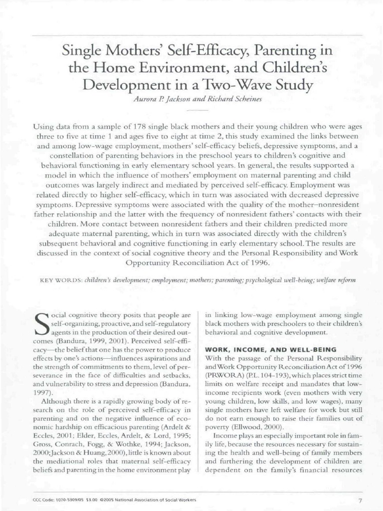 Maternal Self-Efficacy and Child Development | PDF | Self Efficacy ...