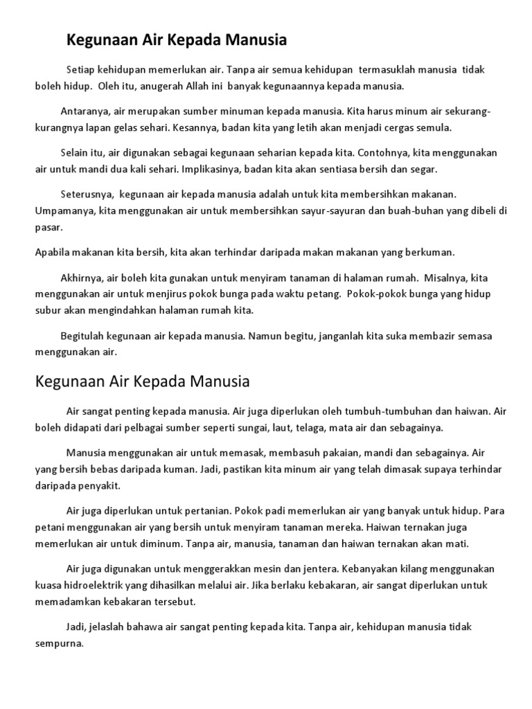 Kepentingan Air Dalam Kehidupan