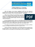 April11.2014 Dspeaker Feliciano Belmonte, Jr.'s Statement On The Divorce Bill and Possible Abortion Bill