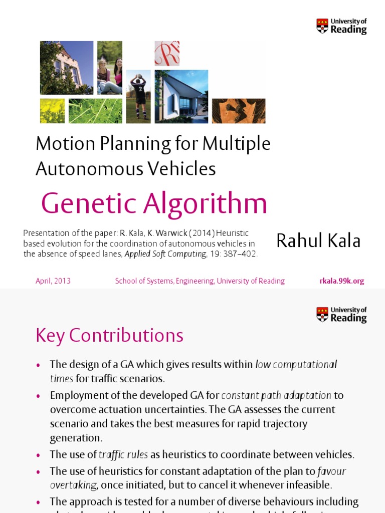 Motion Planning For Multiple Autonomous Vehicles: Chapter 3a - Genetic ...