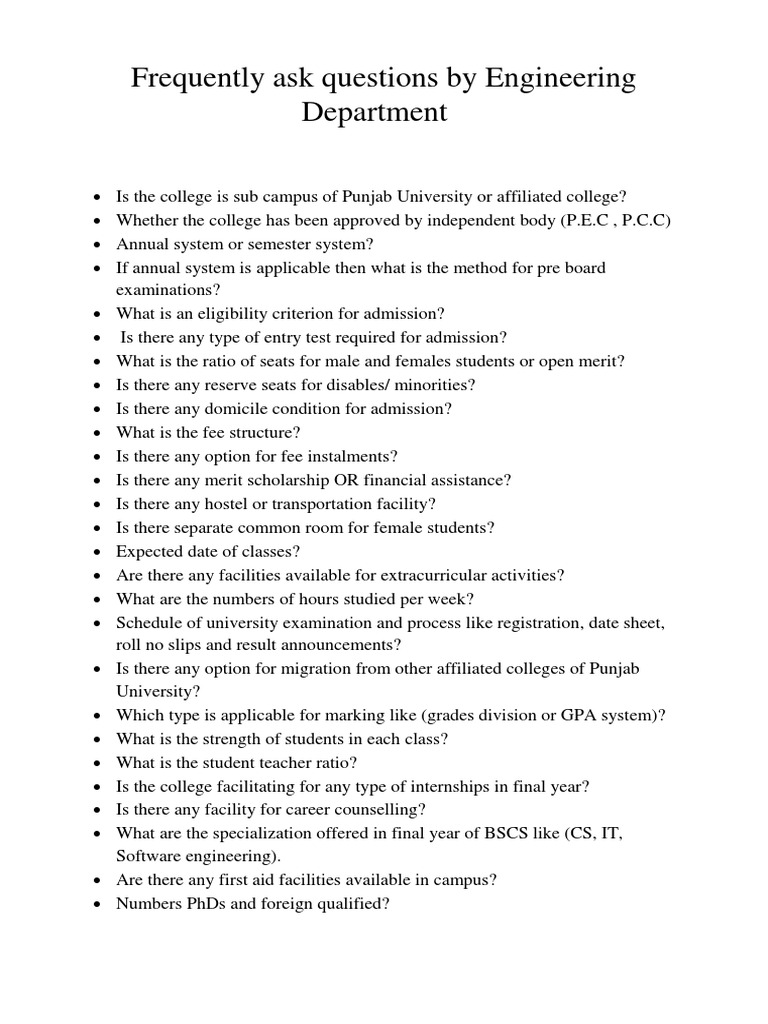 Engineering Department FAQs Guide | PDF | Computers