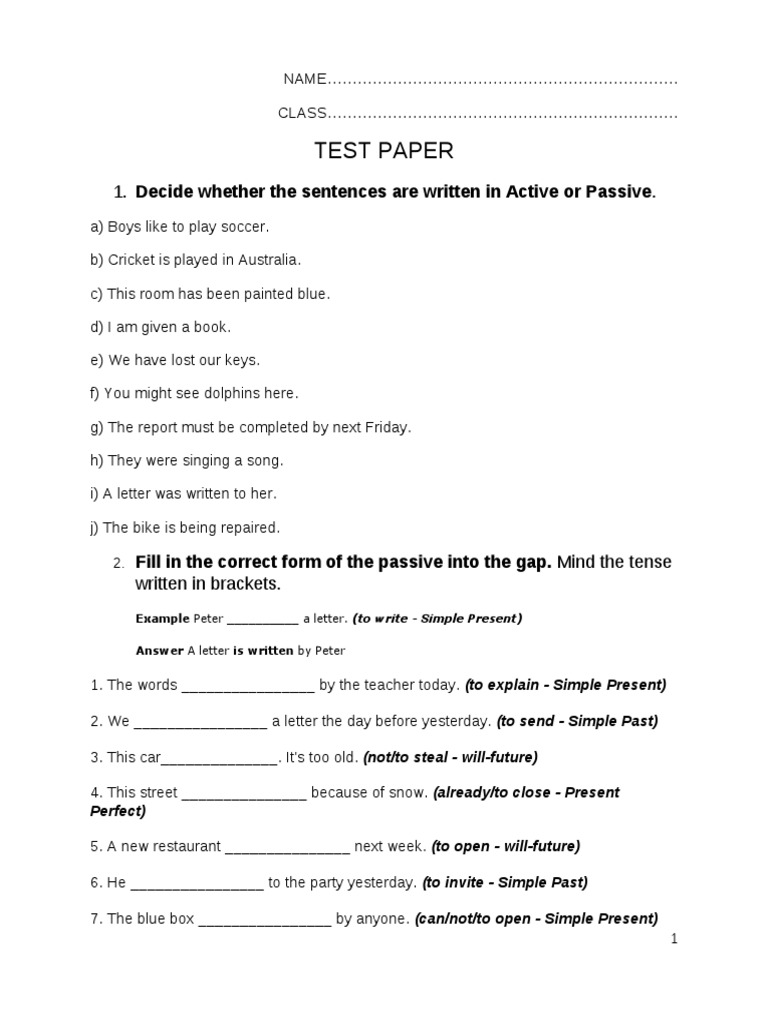 0 Passive Voice Test