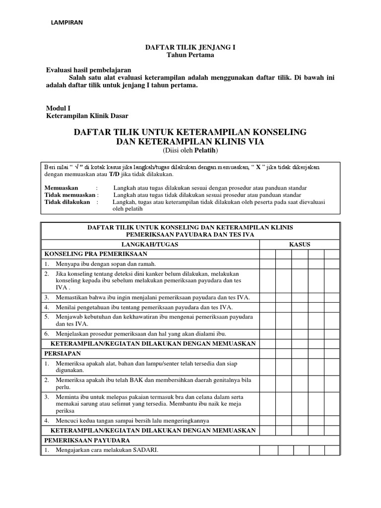 J-daftar Tilik Jenjang I Tahun 1