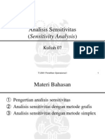 ANALISIS SENSITIVITAS DAN OPTIMALITAS