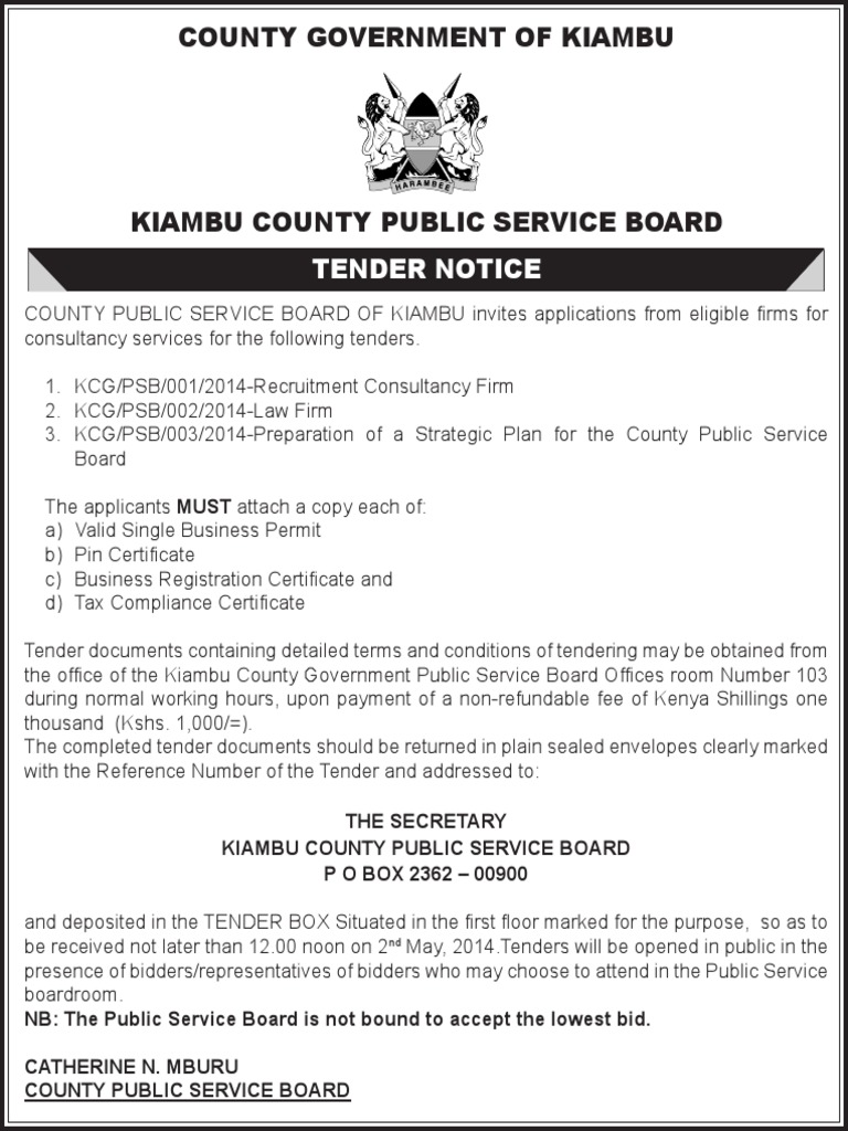 Tender Notice.