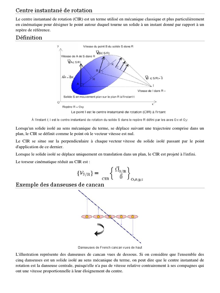 Centre Instantané de Rotation en Mécanique | PDF | Mouvement de ...