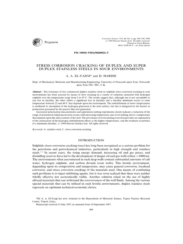 Duplex Stainless Steel Stress Corrosion | PDF | Fracture | Corrosion