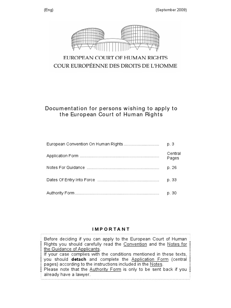 Documentation For Persons Wishing To Apply To The European Court of ...