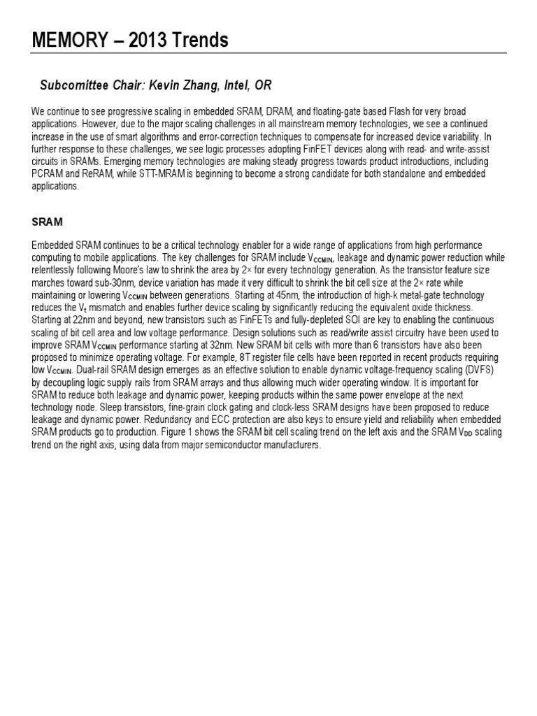 Memory Technology Trends at ISSCC 2013 | PDF | Random Access Memory ...