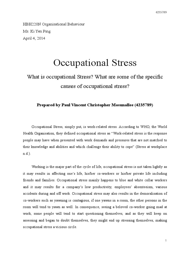 occupational stress research topics