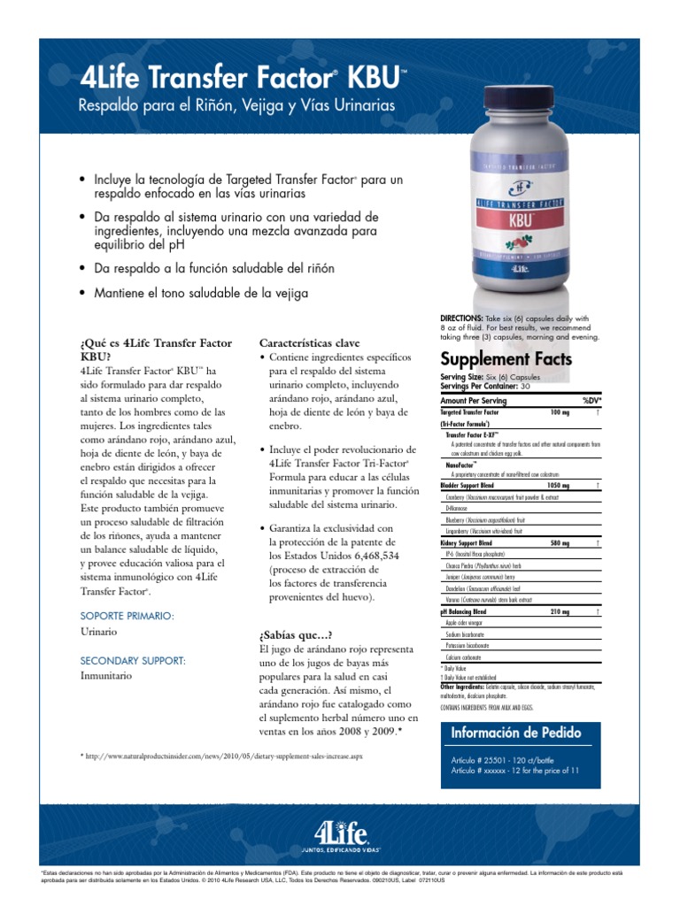 Transfer Factor KBU | PDF | Farmacéutico | Salud y bienestar