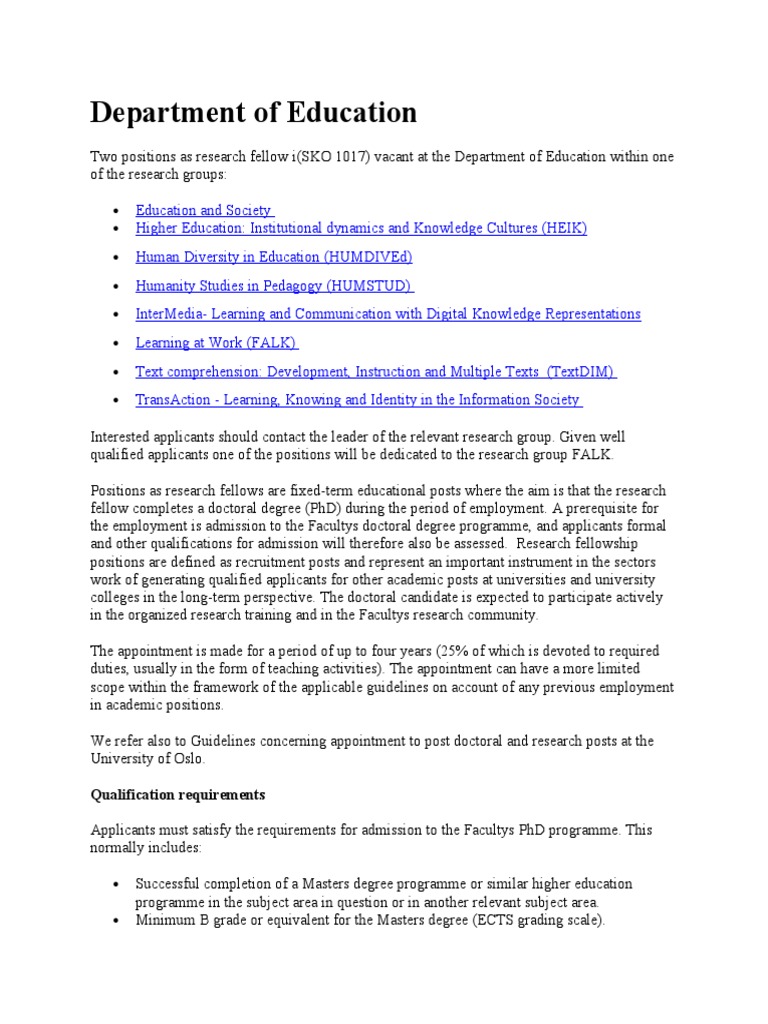 Department Of Education Pdf Doctorate Academic Degree