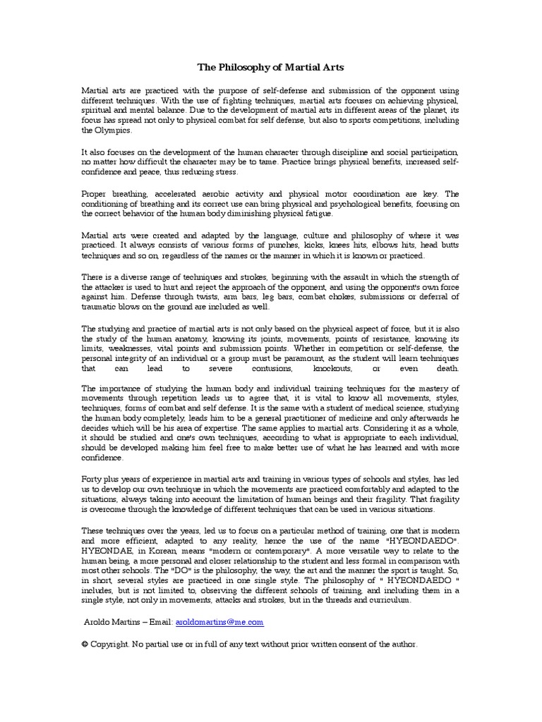The Philosophy of Martial Arts PDF Self Defense Behavioural Sciences