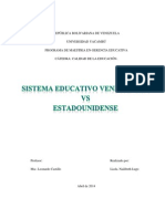 Ensayo Sistema Educativo Venezolano y Estadounidense