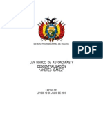 Ley 031 Marco de Autonomias y Descentralizacion