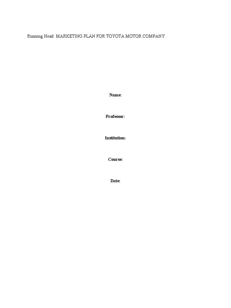 Toyota Marketing Plan | PDF