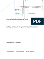 Street lighting calculations for typical streets and luminaires
