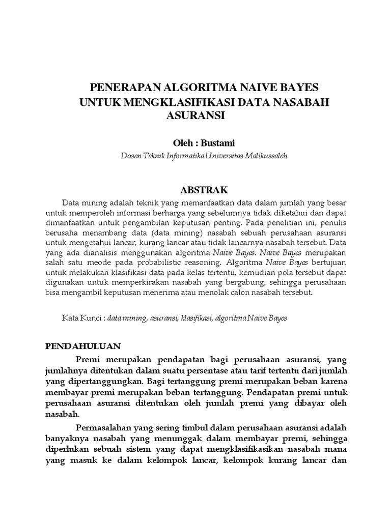 Algoritma Naive Bayes Data Mining