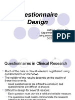 Questionnaire Design: Cathy A. Jenkins, MS Department of Biostatistics Cathy - Jenkins@vanderbilt - Edu D-2217 MCN 2-9068