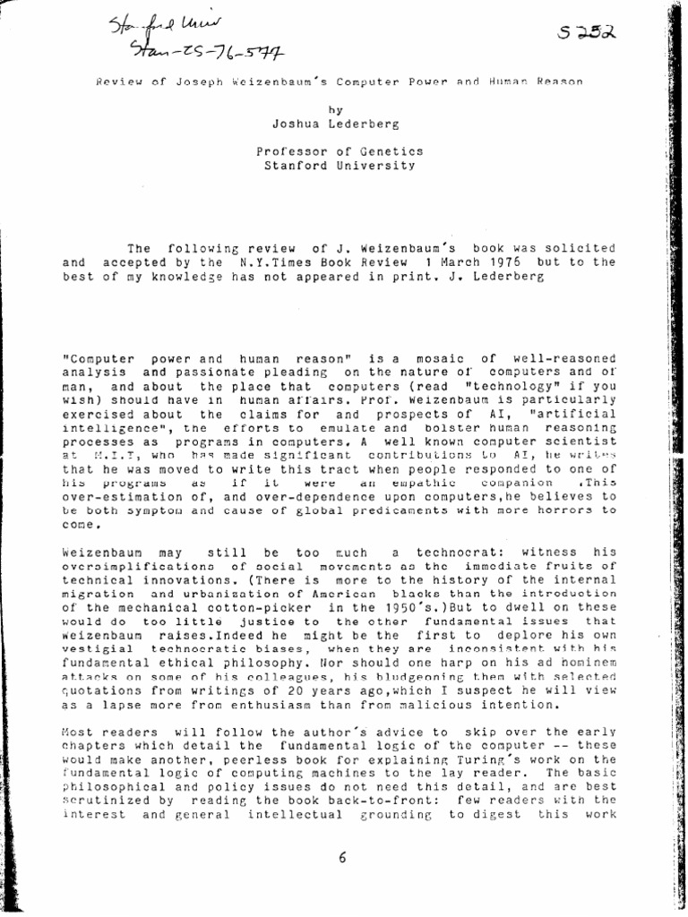 Computer Power and Human Reason PDF Artificial Intelligence