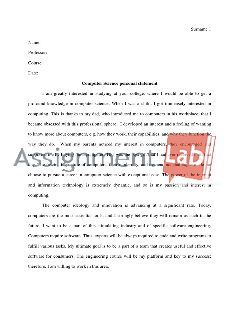 Personal statement for computer science cv image