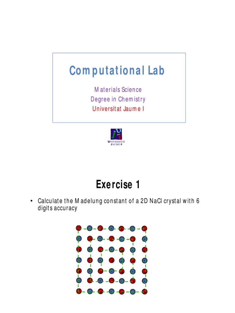 Computational Lab: Materials Science Degree in Chemistry | PDF ...