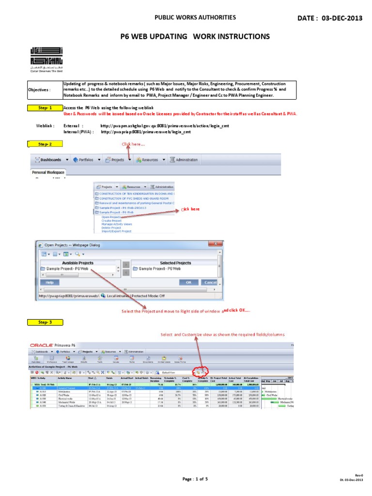 P6 Web Updating Work Instructions DT 03dec2013 | PDF