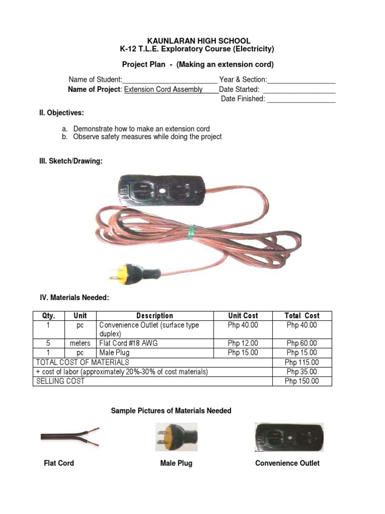 Make an Extension Cord Project, PDF, Electrical Connector