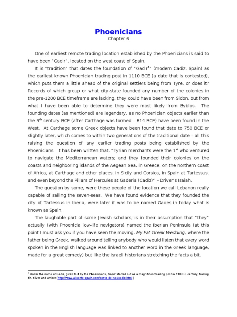 Phoenicians - Chapter 6 | PDF | Phoenicia | Assyria