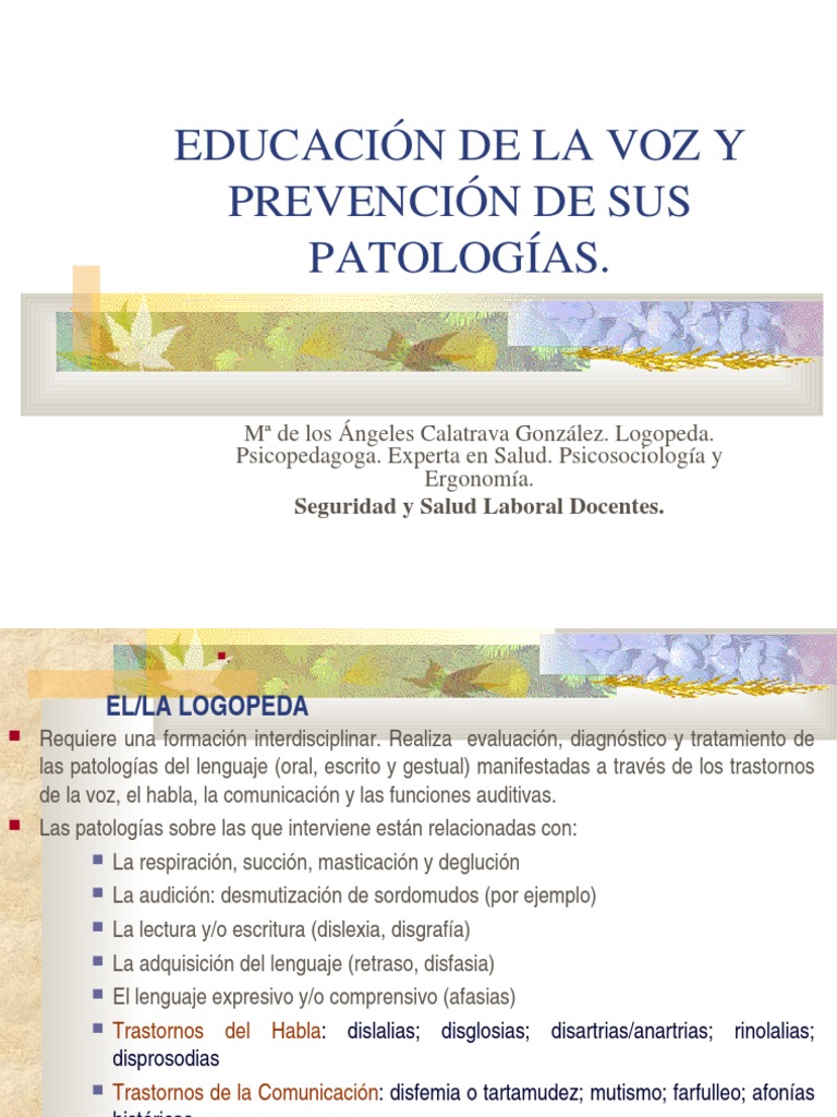 Educación y Patologías de la Voz | PDF