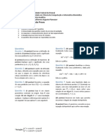 Prova 2 de Geometria Analítica - BCC / IBM - UFPR