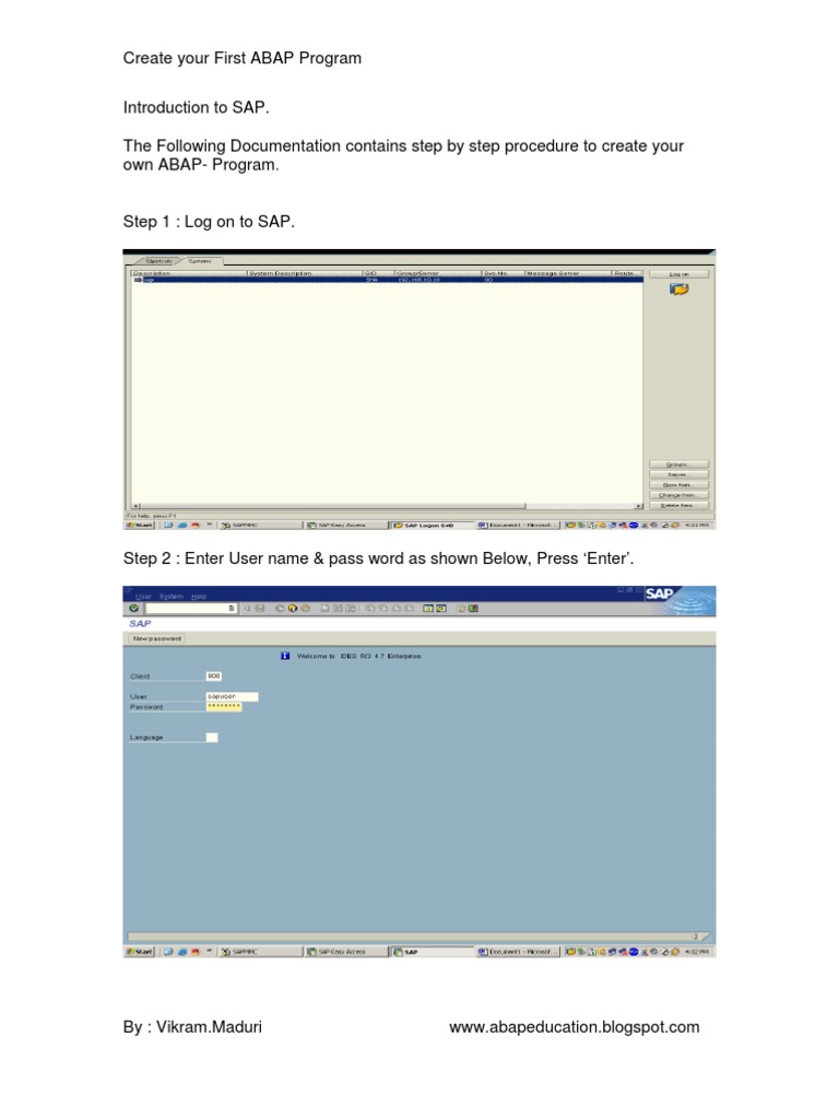 First Abap Program | PDF | Computers