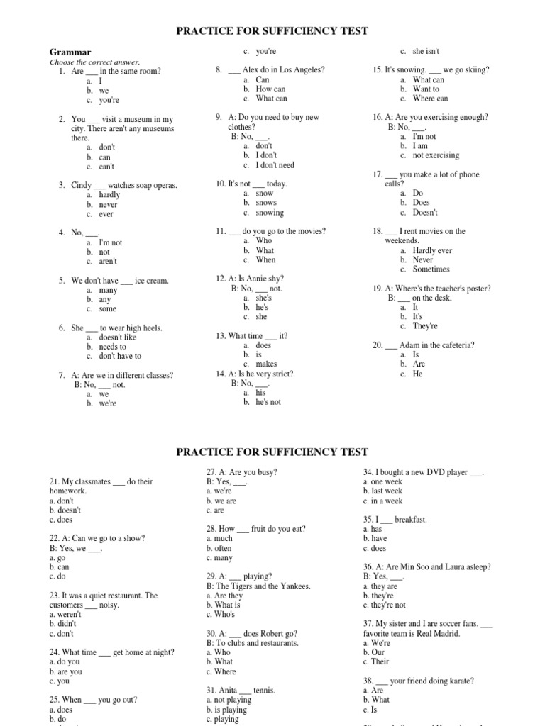 practice-for-the-sufficiency-test-leisure-foods