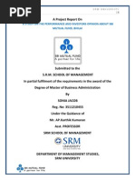 A Study on the Performance and Investors Opinion About Sbi Mutual Fund