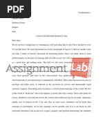 A Letter From Elizabeth Bennett to Jane
