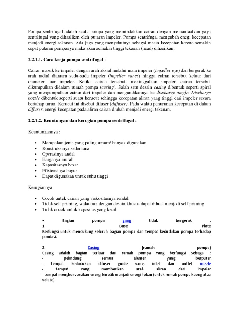 Pompa Sentrifugal Adalah Suatu Pompa Yang Memindahkan