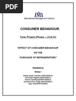 Download Consumer Buying Behaviour  while purchasing Refrigerator Final Project by bharatchauhan SN21860640 doc pdf