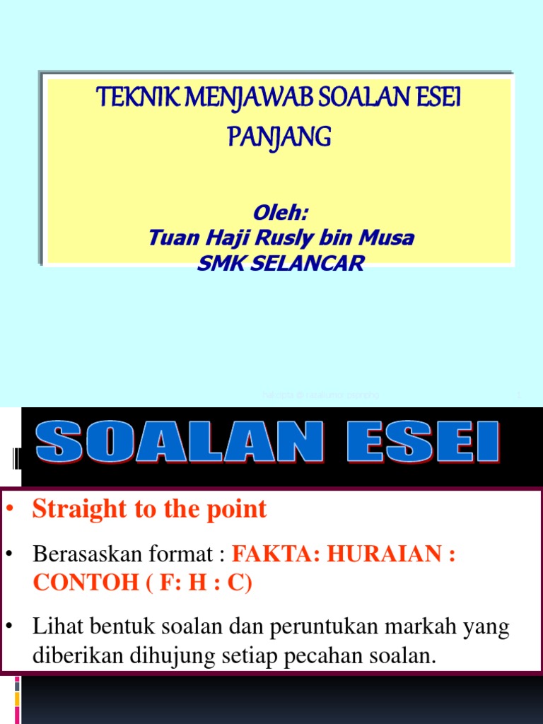 Strategi Menjawab Soalan Esei Panjang Pdf