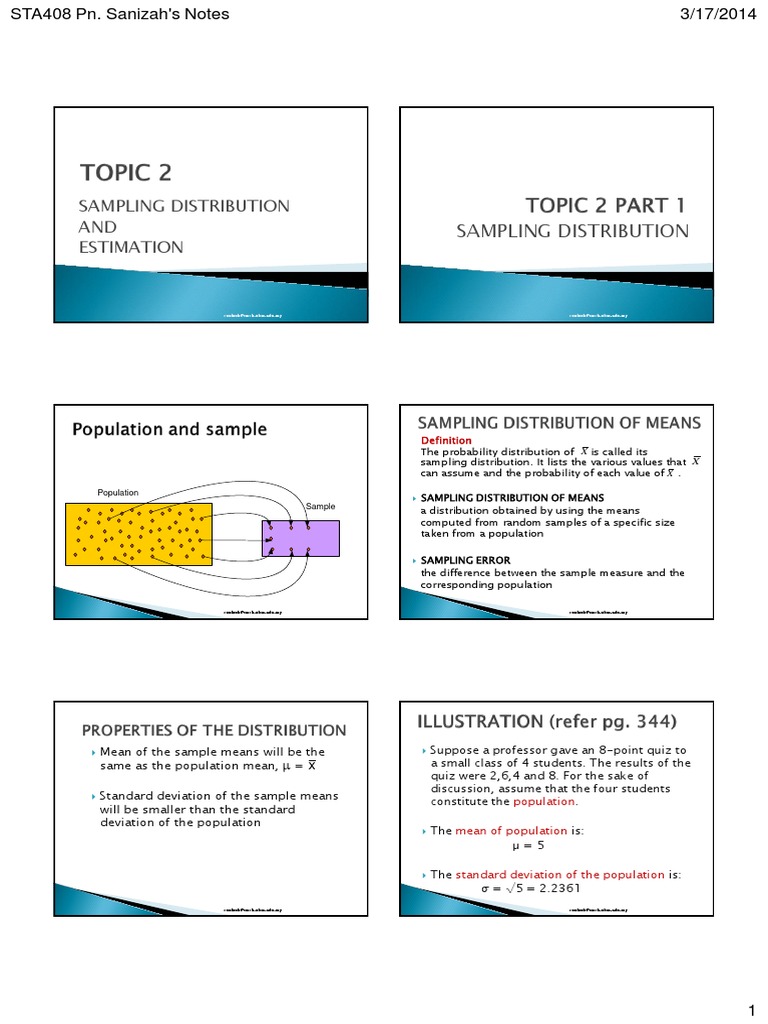 Sampling Distribution and CLT Notes | PDF | Mean | Normal Distribution