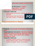 Argumentative Essay: Purpose: Organizational Structure