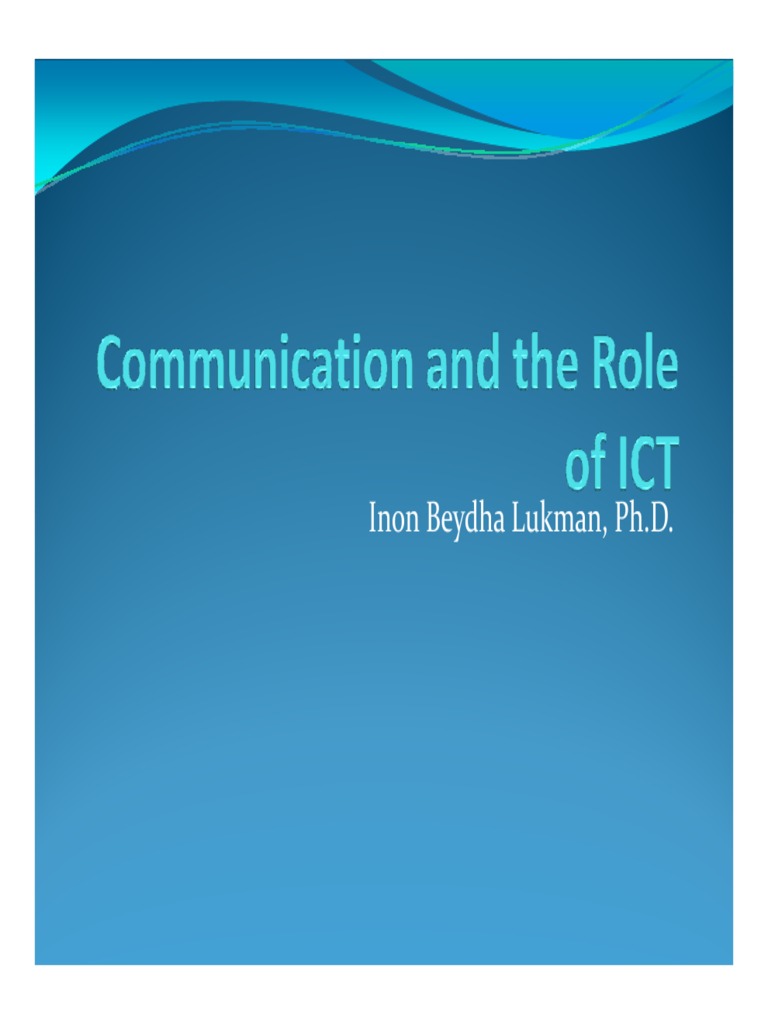 Spd434 Slide Communication and The Role of Ict | PDF