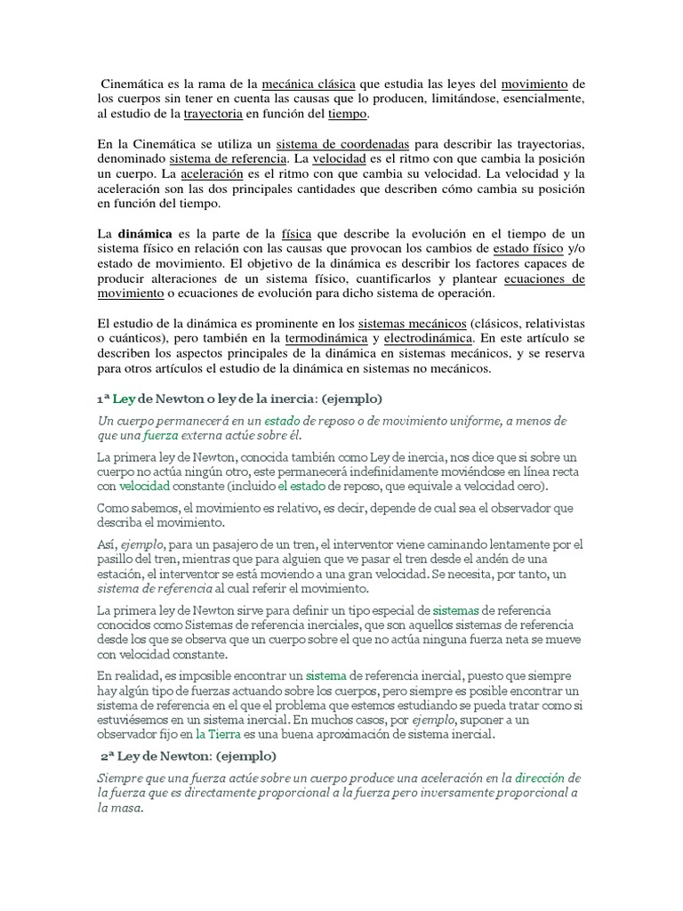 Cinemática es la rama de la mecánica clásica que estudia
