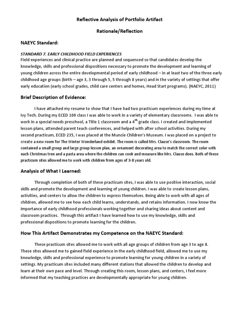 Early Childhood Practicum Reflection | PDF | Early Childhood Education ...
