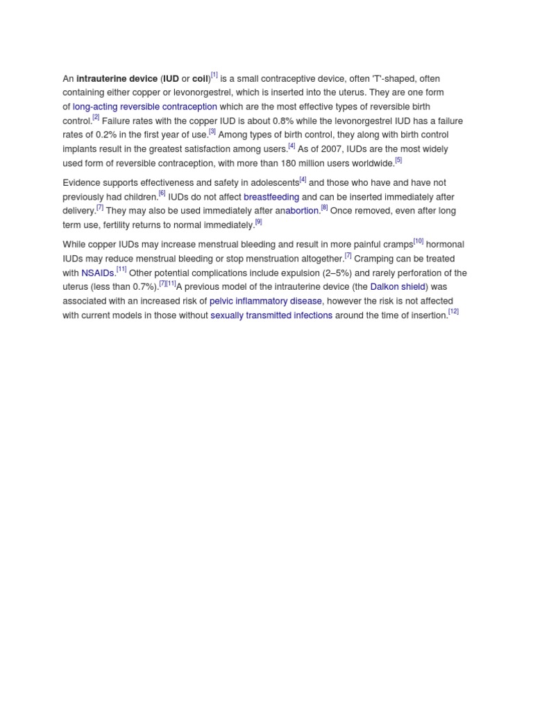 Long-Acting Reversible Contraception: Intrauterine Device IUD Coil | PDF