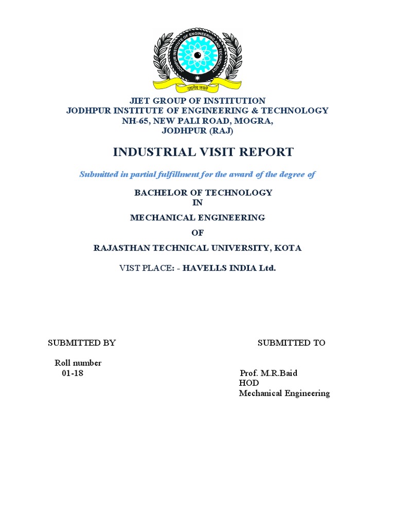 industrial visit report questions and answers