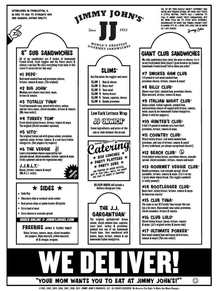 Jj Menu No Prices (1) Turkey Meat Bacon