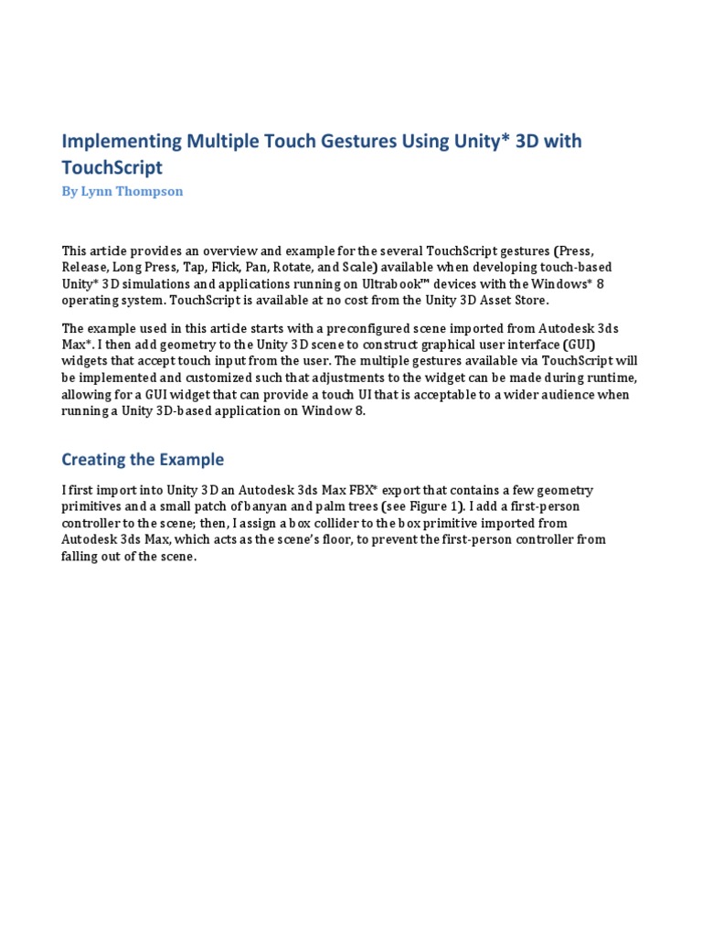 Unity 3 D Multiple Gestures Final | PDF | License | Intel