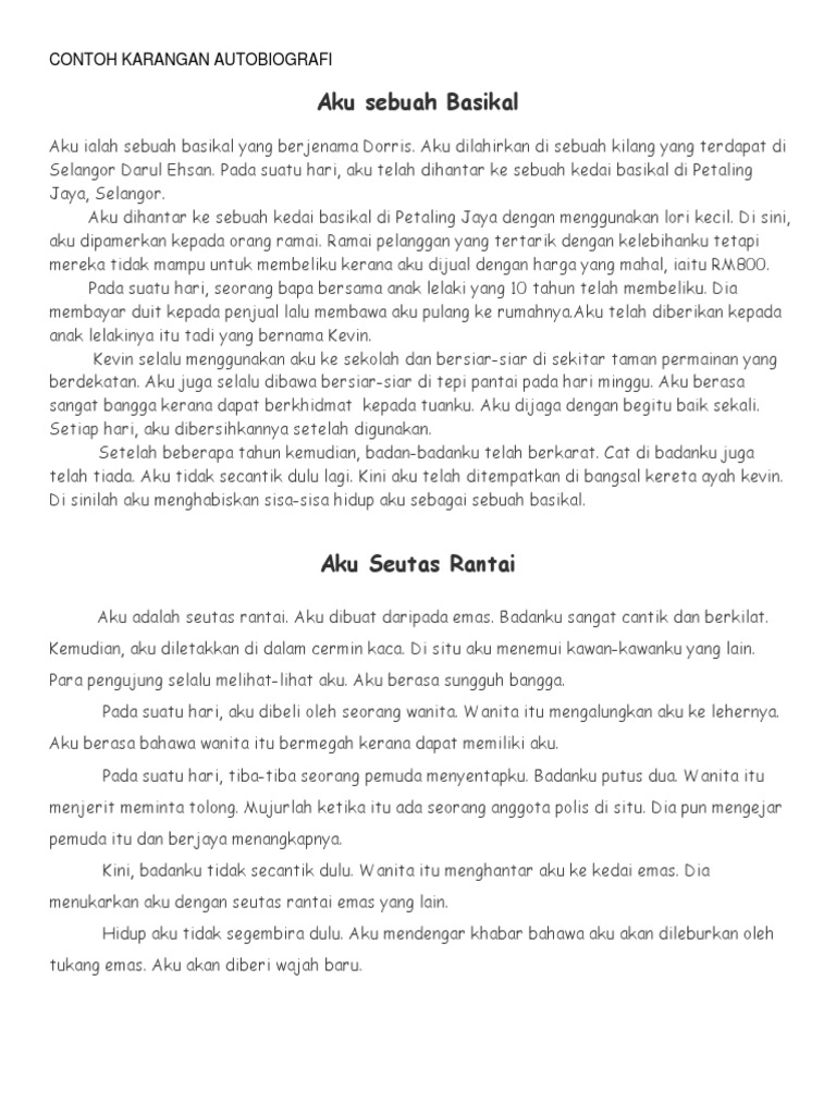  CONTOH  KARANGAN AUTOBIOGRAFI 