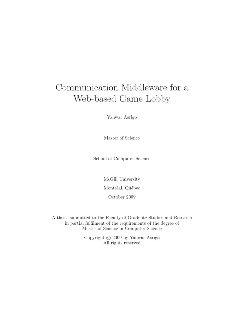 Communication Middleware For A Web Based Game Lobby | PDF | Hypertext ...